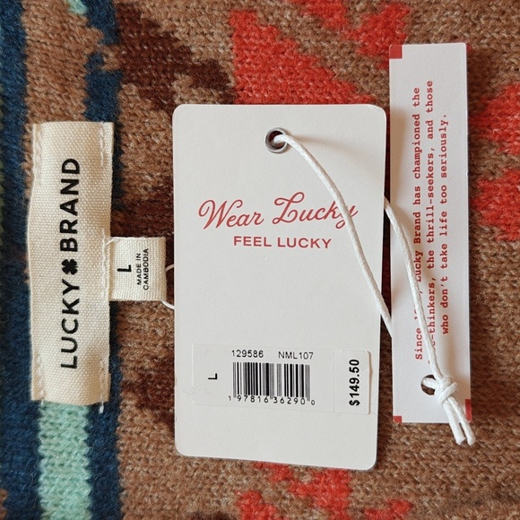 Lucky Brand Cardigan with Orange and Blue Accents - Picture 6 of 11